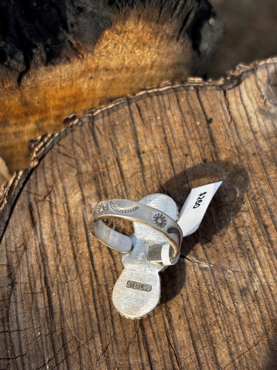 Pink Conch Shell Statement Ring: Sterling Silver … - image 4