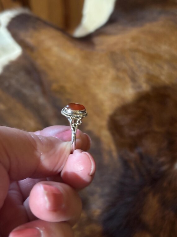 Vintage Translucent Carnelian Sterling Silver Rin… - image 2