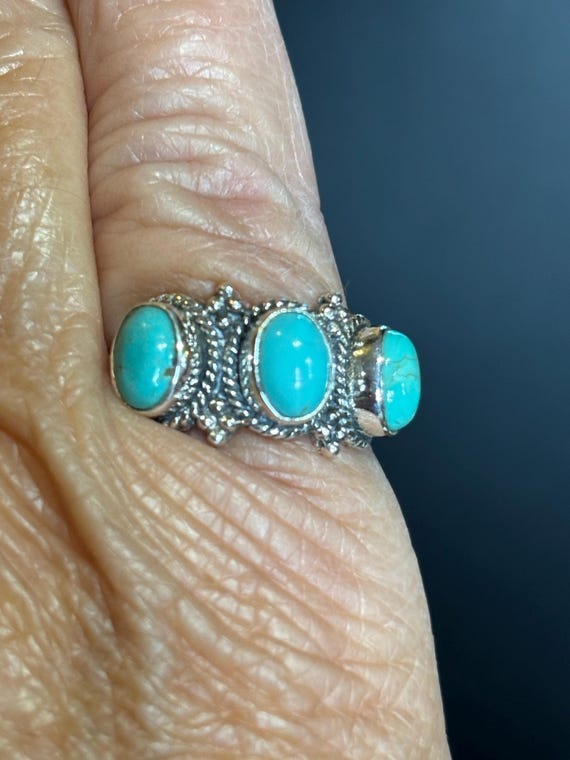 Kingman Turquoise Sterling Silver Ring - Size 6 B… - image 3