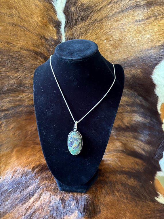 Ruby Zoisite Pendant: Sterling Silver Plated Copp… - image 2