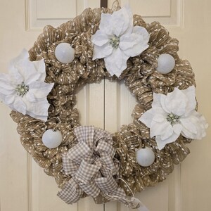 White Poinsettias Wreath