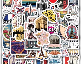 Passionate Paris Stickers Sheet–Waterproof Vinyl Decals 40 Piece