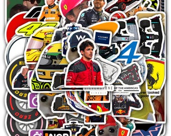 Formula Racing Car Stickers Sheet- Vinyl Decals for Laptop, Water Bottle, Gifts 40 Piece
