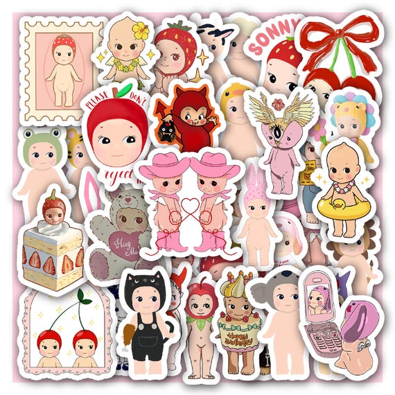 Kewpie and Sonny Angel Stickers Sheet | 40 Piece Vinyl Decals