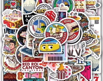 Las Vegas Sticker Sheet -Waterproof Vinyl Decals Travel 40 Piece