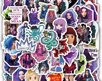 Set 60 Descen Waterproof dants Vinyl Stickers – Magical Decals Featuring Mal, Evie, Carlos & Jay