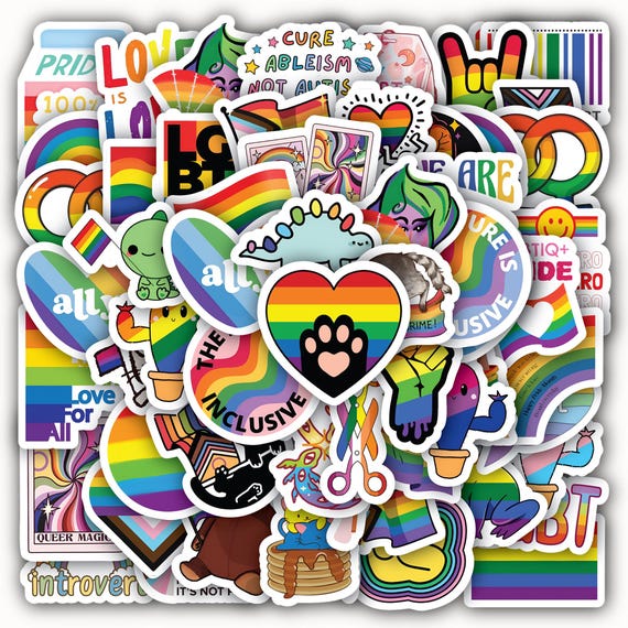 LGBTQIA+ Pride Stickers Sheet – Waterproof Vinyl Decals 40 Piece