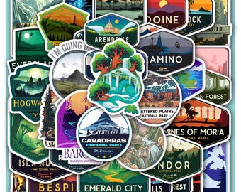 Fantasy National Park Stickers Sheet | Vinyl Decals 40 Piece