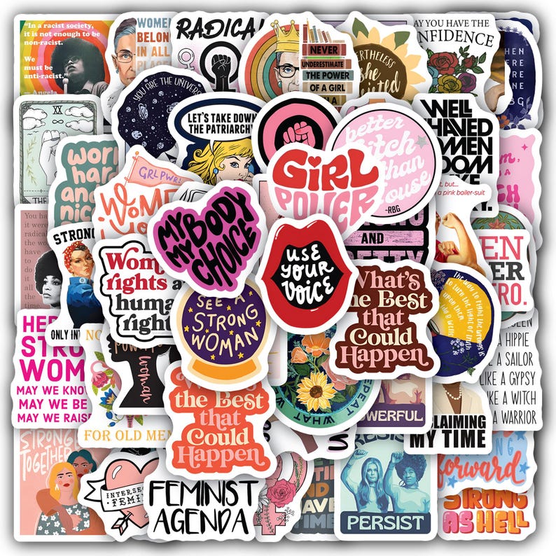 Inspirational Feminist Stickers Sheet – Waterproof Vinyl Decals 40 ...