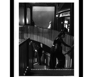 Black-and-White Urban Staircase Scene, Black and White  Photo Print, Fine Art Giclee, Print Gift/ Digital Download,