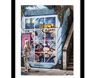 Colourful Seven Dials Mural of Restaurant Scene Street Photography  Print / Art Mural On Urban Brick Wall,Photo Print,Digital Download