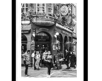 Black & White London Wall Art Street Photography Print: (Digital Download)Crown and Anchor Covent Garden London/Digital Art Print/Monochrome