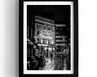 Mousetrap St Martins Theatre Print,Agatha Christie London Wall Art,Black White Night Photography,West End  Urban Photo, City Street Picture