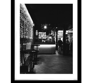 Black & White Restaurant Interior LondonWall Art Print: Urban Wall Art, Monochrome Wall Art (Digital Download)