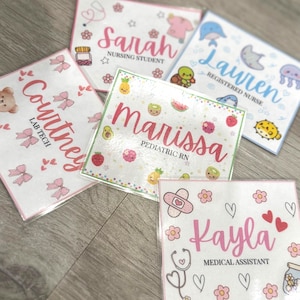 Personalized nurse name tag id badge buddy gift for healthcare custom badge name tag for healthcare nursing student gift accessory bag tag