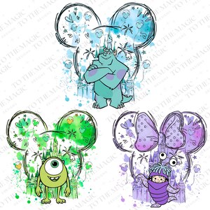 Monster Inc PNG Bundle, Clipart per compleanno, download digitale, disegni di Mike e Sully, modelli di arte istantanea