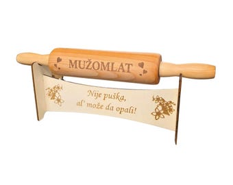 Muzomlat - Mattarello personalizzato con incisione – mattarello in legno – regalo per panettieri – incisione del nome – regalo per la cucina