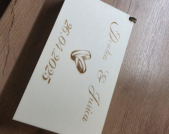 Regalo de boda personalizado, caja de regalo de boda de madera, caja de recuerdo de boda, caja de boda de madera grabada, caja de boda con nombre