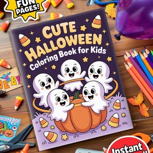 50 Halloween Coloring Pages for Toddlers | Ghosts, Pumpkins and Cats | Use on iPad or Print | PDF and JPG Digital Format
