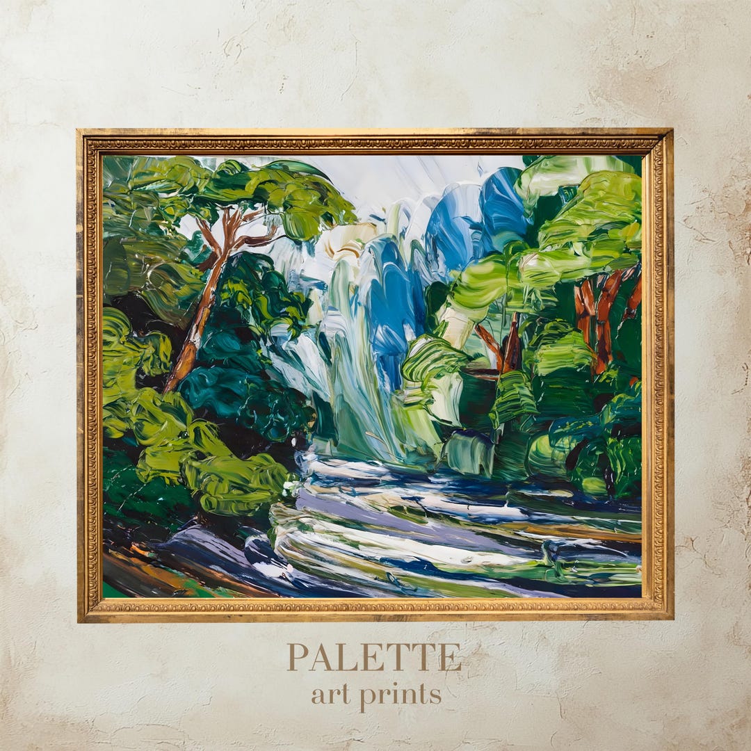 Tropical Waterfall Oil Painting Jungle Landscape Nature Art Greenery Wall Decor Exotic Rainforest Canvas for Home and Office TXT004 - Etsy Japan