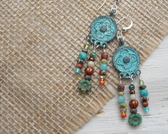 Boho Hippie Earring | Dangle Earring | Statement Chandelier Earring | Beach Earthy Beads | Festival Earring | HeartinHandDesigns