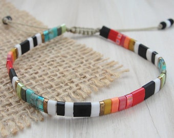 Tila Bead Bracelet | Rainbow Prism Colorful Color Block | String Bracelet | Stacking Bracelet | Boho Artist Nature Gift HeartinHandDesigns