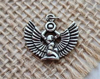 Sterling Silver Isis Goddess Pendant | Egyptian Symbol | Winged Isis Charm | Magical Healer Diety | Ancient Egypt Jewelry