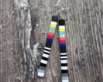 Tila Glass Bead Earrings | Multicolor Earrings | TV Test Sign Off Colorbands | Colorful Dangle Earrings | Pop Culture Gift Idea HeartinHand