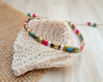 Tila Bead Bracelet | Colorful Beaded Bracelet | Boho String Bracelet | Stack Layer | Friendship Bracelet | Gift Idea for Her | Heart in Hand