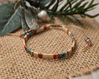 Tila Bead Bracelet | Rustic Beachy Colors Beads | String Bracelet | Beaded Stack Layer Bracelet | Friendship Bracelet | Heart in Hand