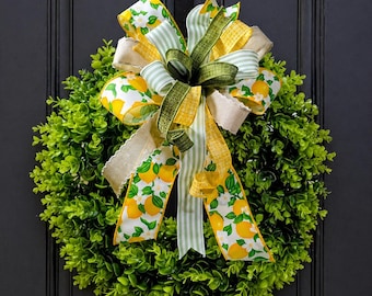 Citroenkrans voor voordeur, lente zomer krans, gele citrus strik krans, boerderij groen krans, dagelijks deur decor, cadeau voor haar