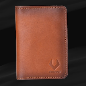 Tarjetero de piel auténtica de grano completo, billetera delgada de dos pliegues con 4 ranuras para tarjetas de crédito y 2 para efectivo (10,9 x 7,9 x 0,63 cm), diseño minimalista.