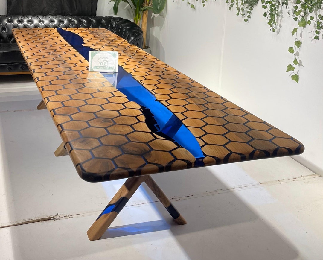 Handmade Olive Wood Epoxy River Conference Table: Custom Design - Etsy