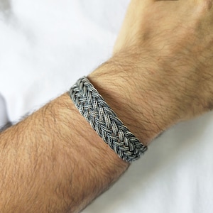 Men’s Cuff Chain Bracelet Handmade with 925K Silver | Kazaziye Art Jewelry | Sterling Silver Gift for Him