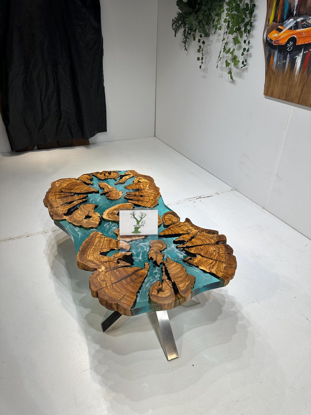 Custom Olive Wood Coffee Table With Epoxy River Design, Handmade Olive ...