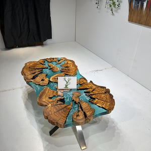 Custom Olive Wood Coffee Table with Epoxy River Design, Handmade Olive Epoxy Table for Living Room or Kitchen, Made to Order