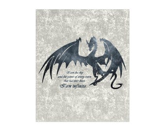 Dragon Crushed Velvet Blanket - Romantasy Gift, Dragon Rider Blanket, Castlecore Blanket