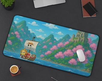 Desk Mat, Sunny One Piece Wano Arc Themed Ruins, Table Mat, Desk Pad, Office Decor, Gaming Mousepad, Workstation Accessory