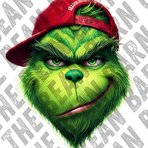 Grinch Face PNG - Mischievous Green Grinch Digital Download