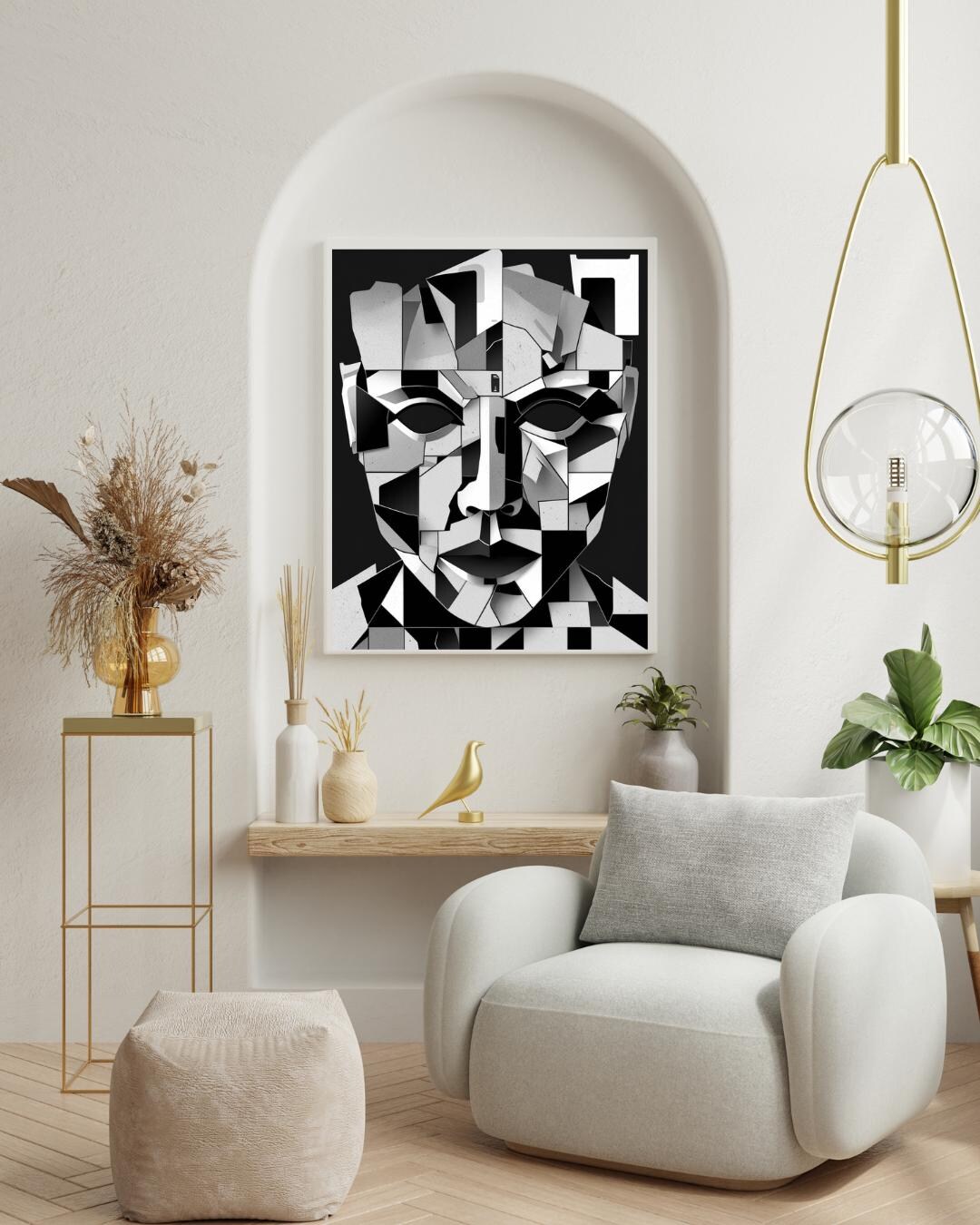 Abstract Portrait Digital Art Print Modern Home Decor Unique Gift for ...