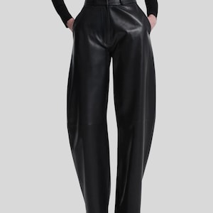 Black Barrel Pants Leather | RKLeathers