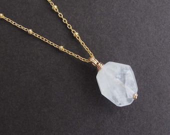 Aquamarine Necklace, March Birthstone Necklace, Gemstone Nugget Necklace, Aquamarine Pendant Necklace (gold filled or sterling silver)
