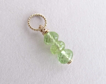 Peridot Charm, August Birthstone, Peridot Pendant, Gemstone Stack Charm, Bright Green Birthstone Gift (sterling silver or 14k gold filled)