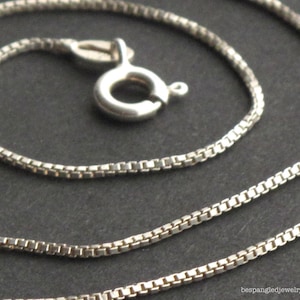 Sterling Silver Box Chain Necklace (.9 mm) - 16&quot;, 18&quot;, 20&quot;, or 24&quot; Great for charms or pendants / build your own necklace
