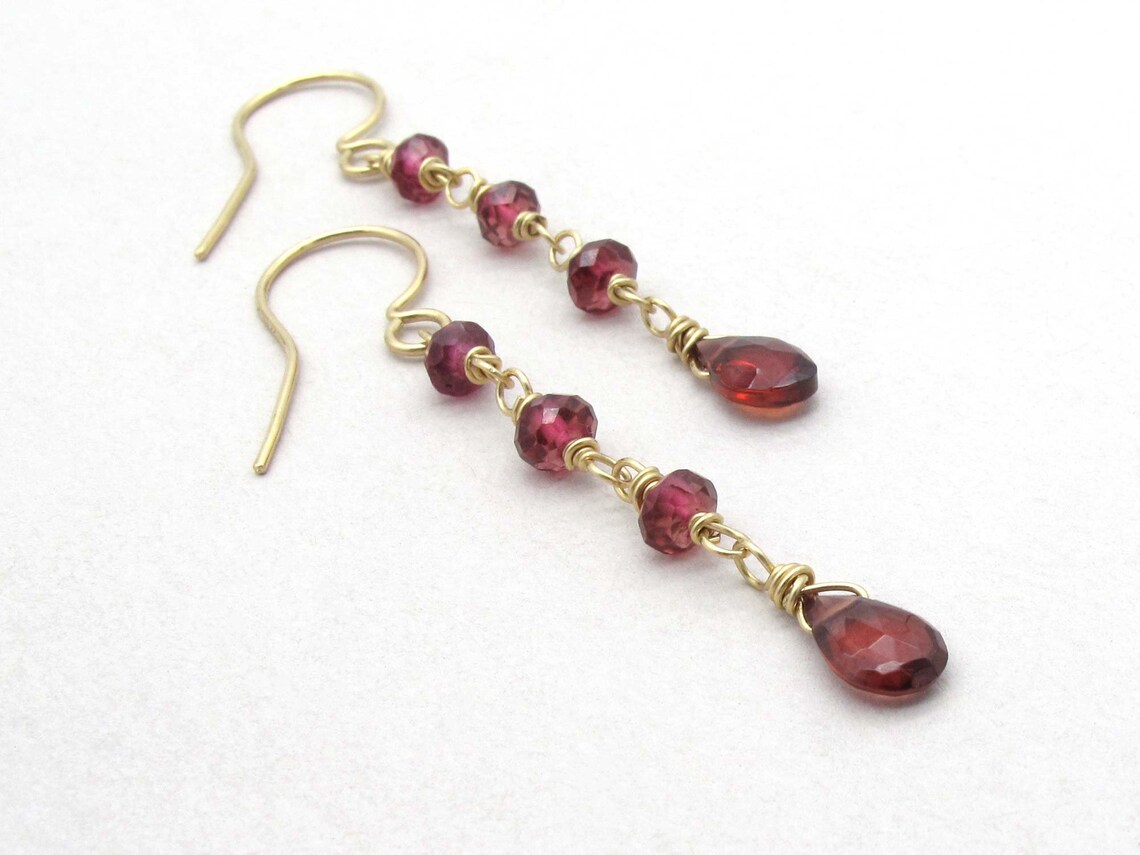 Genuine Long Dangle Earrings January Birthstone Linear Etsy