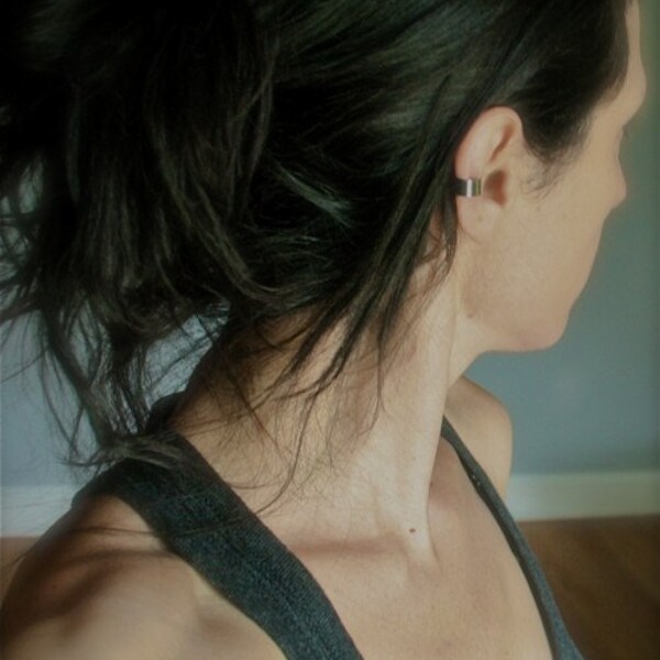 Industrial sexy simple sterling silver ear cuff