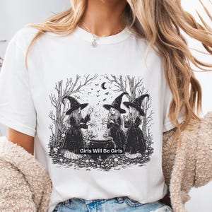 Comfort Colors Halloween Girls Will Be Girls Shirt Witch Shirt Feminist Shirt Funny Halloween Shirt Vintage Halloween Shirt Womens Witchy