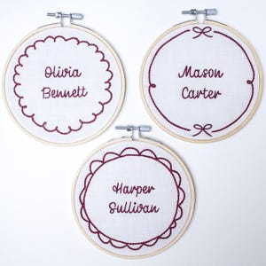 Personalized Name Embroidery, Custom Baby Name Hoop, Hand Embroidered Wall Art