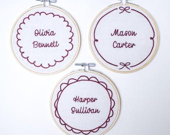 Personalized Baby Name Embroidery Hoop, Custom Nursery Decor