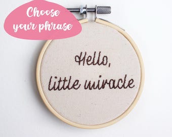 Hello Little Miracle Embroidery, Nursery Wall Art